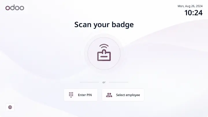 Odoo Urenregistratie: scan badge kiosk